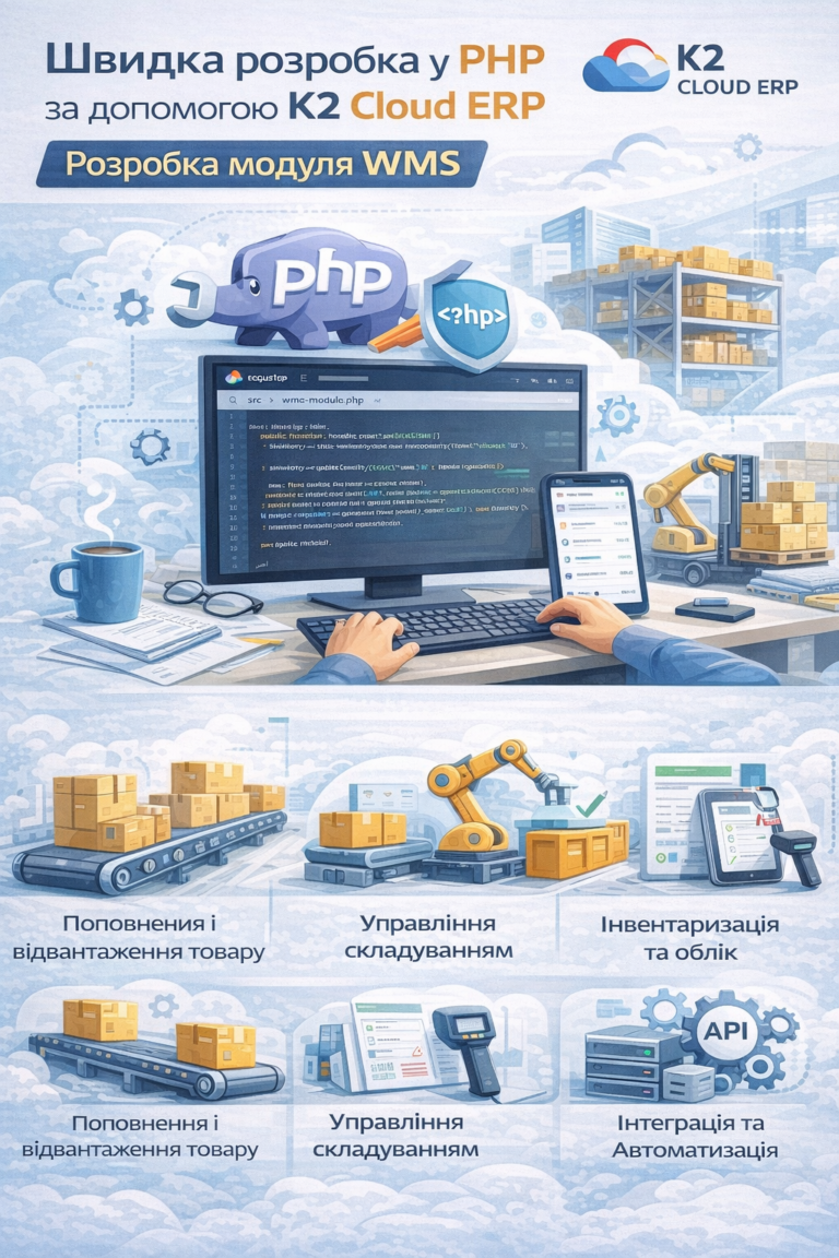 PHP + K2 ERP: швидка розробка модулів без черги до франчайзі