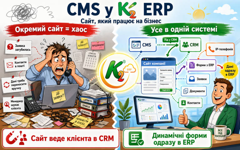 CMS у K2 ERP: сайт компанії, який працює, а не «висить»