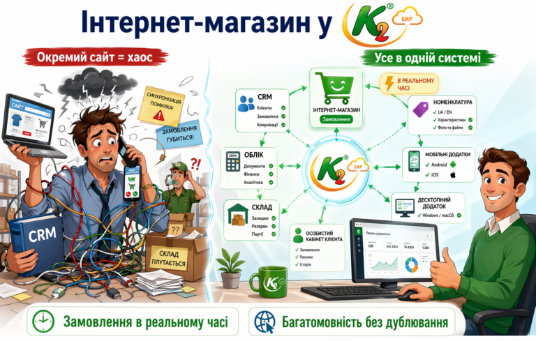 Інтернет-магазин у K2 ERP: продажі в тій самій базі, що й склад
